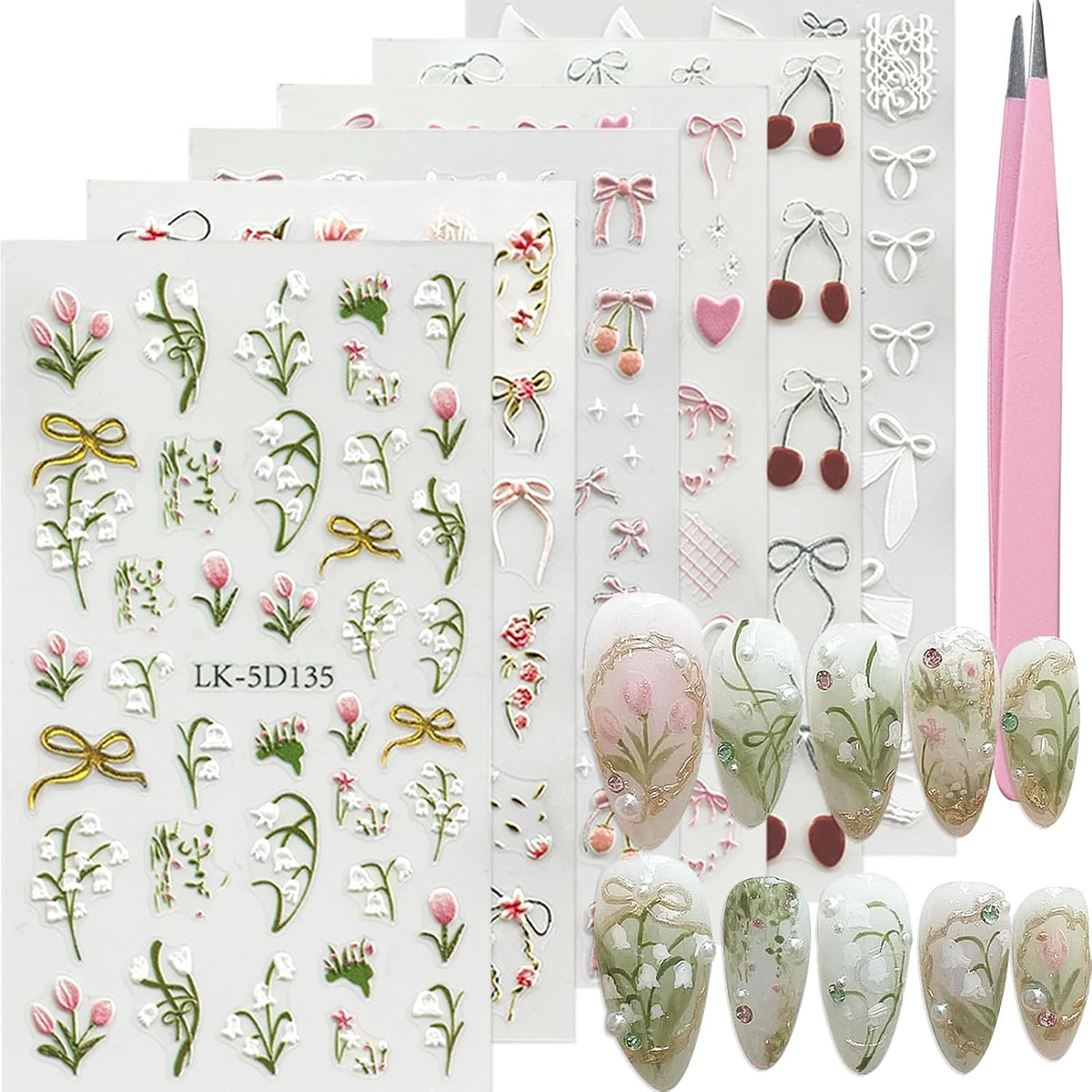 Flower Nail Art Stickers Decals Colorful Nail Decals for Women