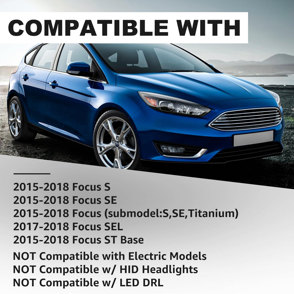 Headlights Assembly Compatible With 2015-2018 Ford Focus Halogen Headlamp