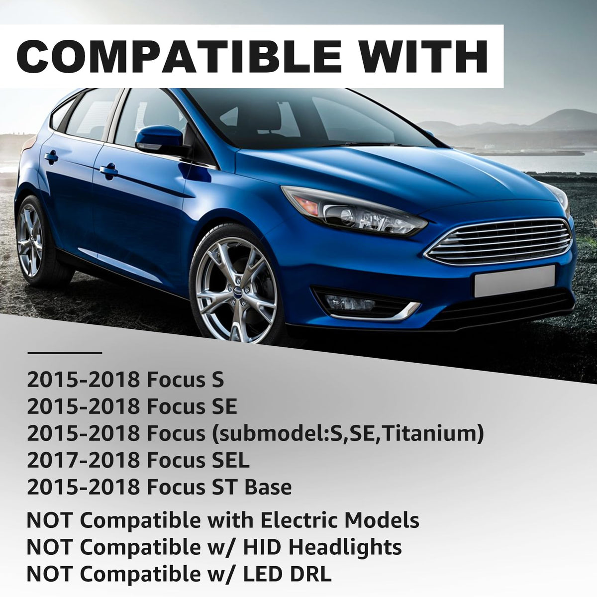 Headlights Assembly Compatible With 2015-2018 Ford Focus Halogen Headlamp