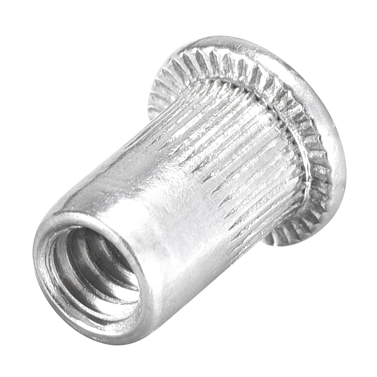 uxcell #6-32 Rivet Nuts Aluminium Alloy Knurled Flat Head Threaded Insert Nut Silver 50pcs