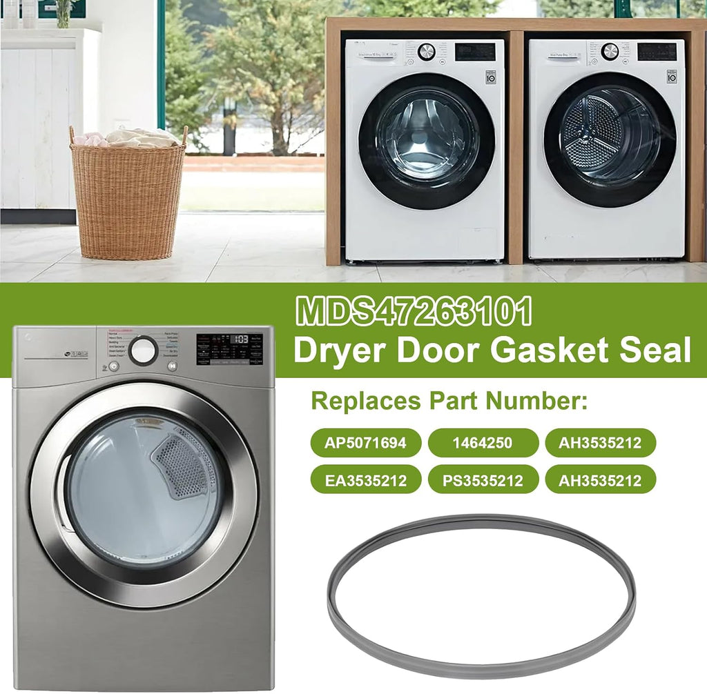 MDS47263101 Dryer Door Gasket Seal Compatible with LG/Kenmore Dryers, Replaces AP5071694, 1464250, 383EEL9001W, AH3535212, EA3535212, PS3535212 Clothes Dryer Door Seal Replacement Part for LG