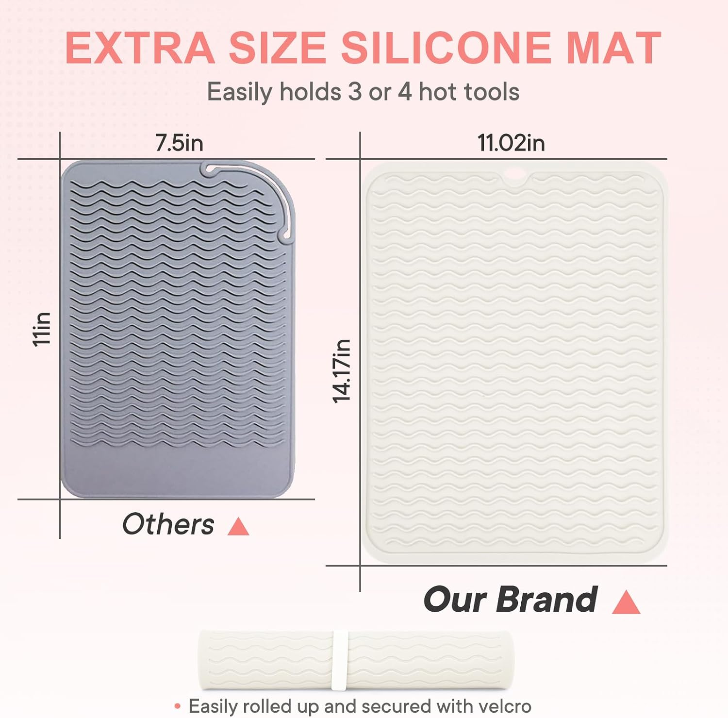 Oversize Silicone Heat Resistant Mat, Portable Travel Mat Cover for Curling Irons, Flat Irons, Hair Straightener and