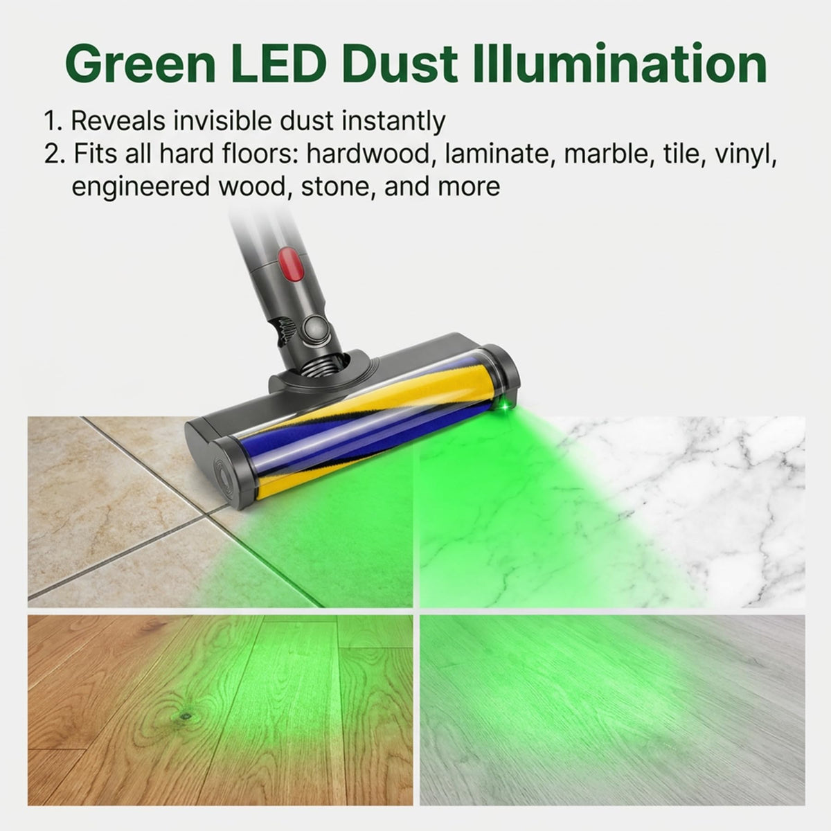 Gastrivo Green LED Soft Roller Head for Dyson V7 V8 V10 V11 V15
