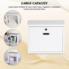 Mail Boxes with Key Lock,Locking Mailbox Wall Mounted,Security Metal Mailbox Drop Box, Modern Large Capacity,Steel