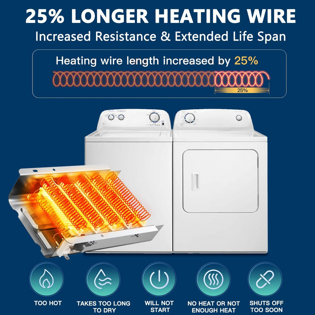 【95% Nickel】279838 Dryer Heating Element, Compatible with Whirlpool WED4815EW1 Kenmore 500 600 70 80 Series Model 110 Roper RED4440VQ1 Maytag MEDC200XW3 Amana NED4600YQ1 Admiral MEDC200XW3 Dryer Parts