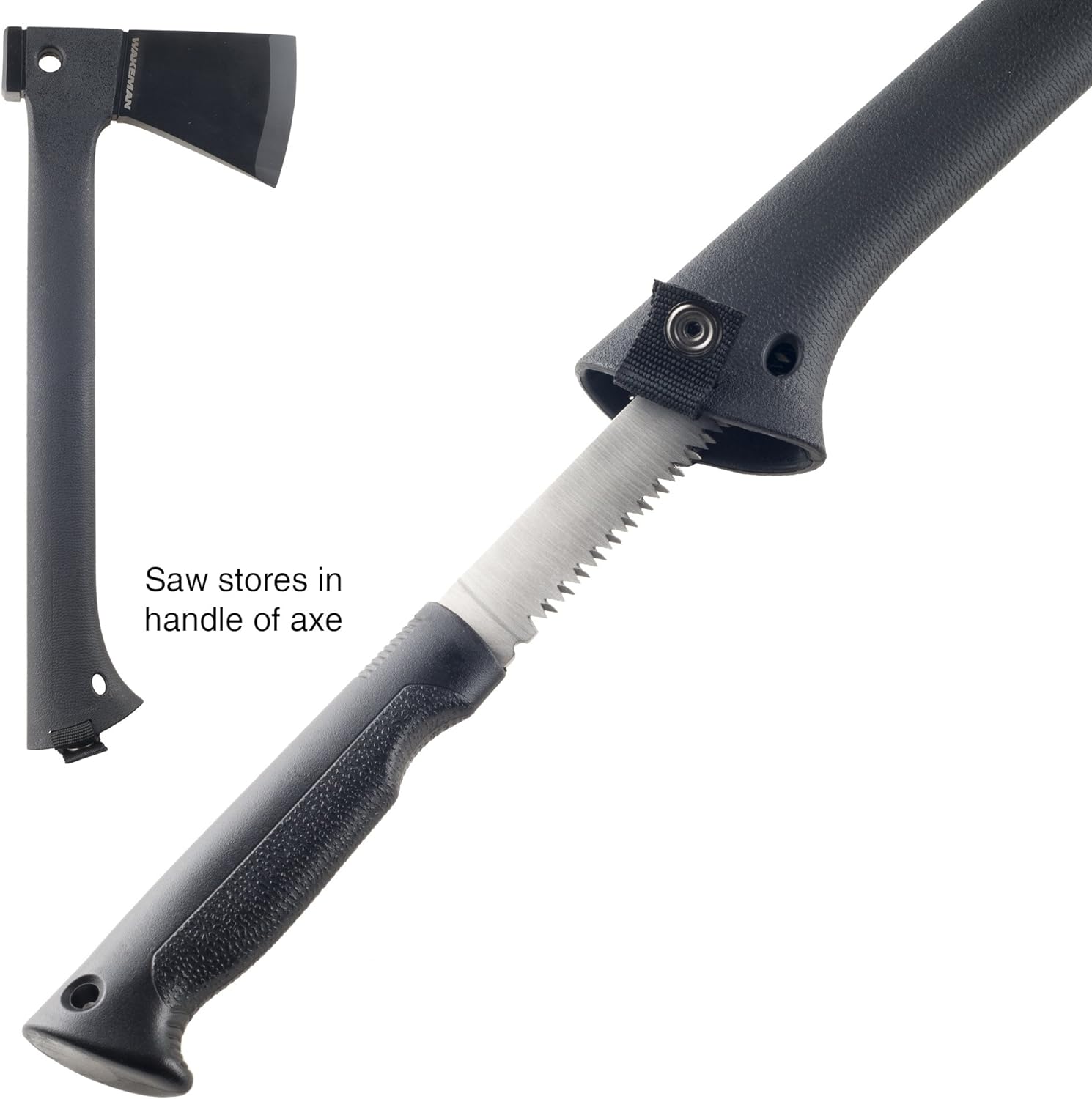 Camping Hand Axe and Survival Gear - Lightweight Hatchet with Nested Serrated Wood Saw Knife and Magnesium Fire