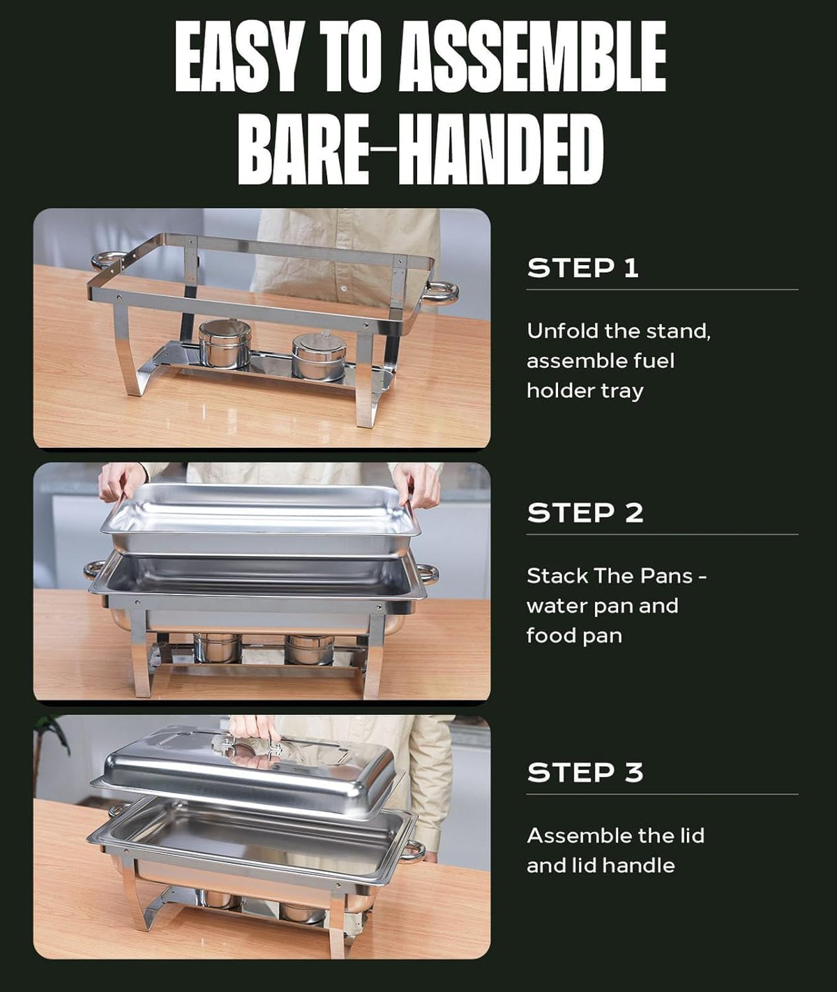 Chafing Dishes for Buffet 4 pack, 9QT [No Fingers Cut] Roll Edge Designed Chafing Dish Buffet Set [Mirror-Like