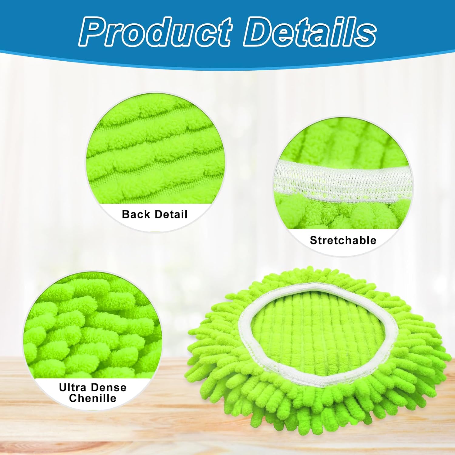 Mop Replace Head for O Cedar, Spin Mop Heads Replacements for Ocedar Easywring 1 Tank Spin Mop, Chenille Duster for
