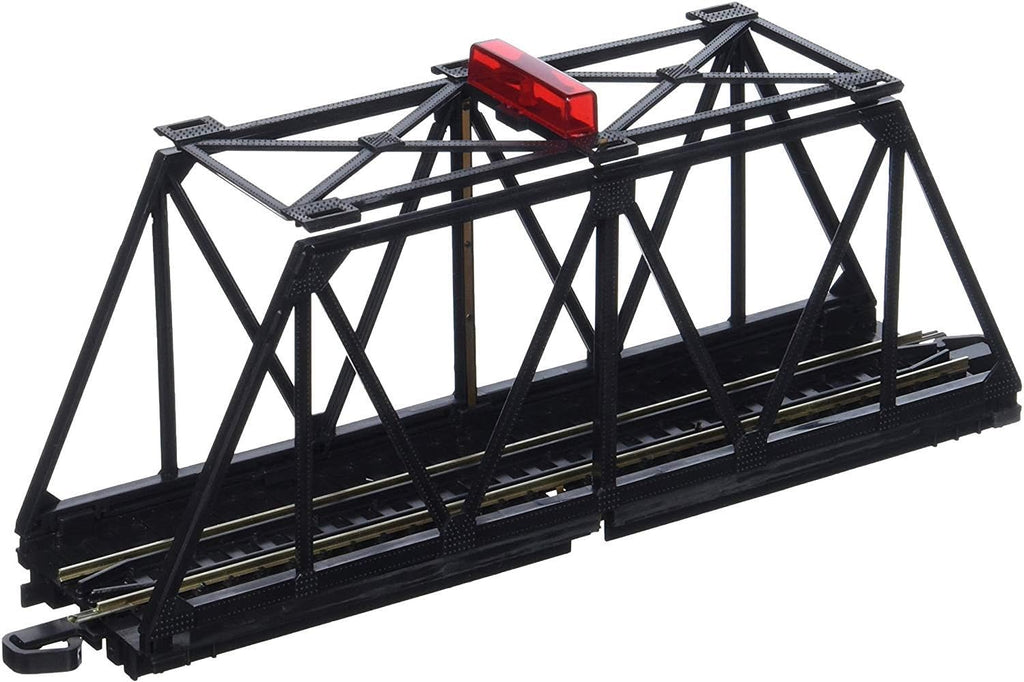 Trains E-Z TRACK TRUSS BRIDGE with BLINKING LIGHT- HO Scale , Black Medium | Snap-Fit E-Z Track, Bridge, Truss Bridge