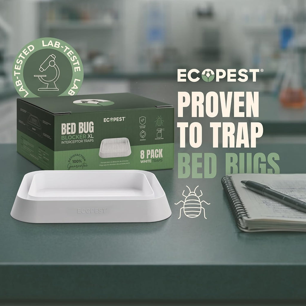 Bed Bug Interceptors – 8 Pack | Bed Bug Blocker (XL) Interceptor Traps | Extra Large Insect Trap, Monitor, and