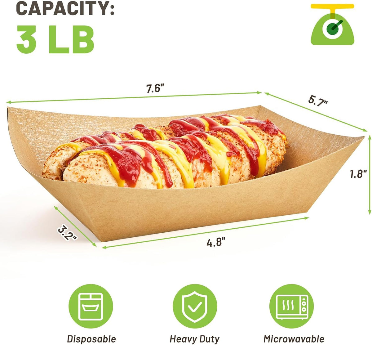 50 Pack 3 Lb Paper Food Trays