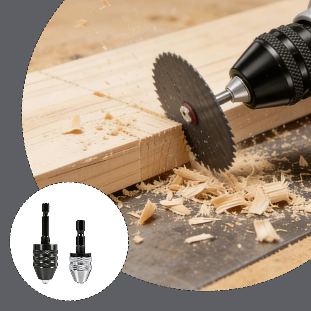 Keyless Drill Chuck Adapter, 1/4 Inch Hex Shank Quick Change Converters