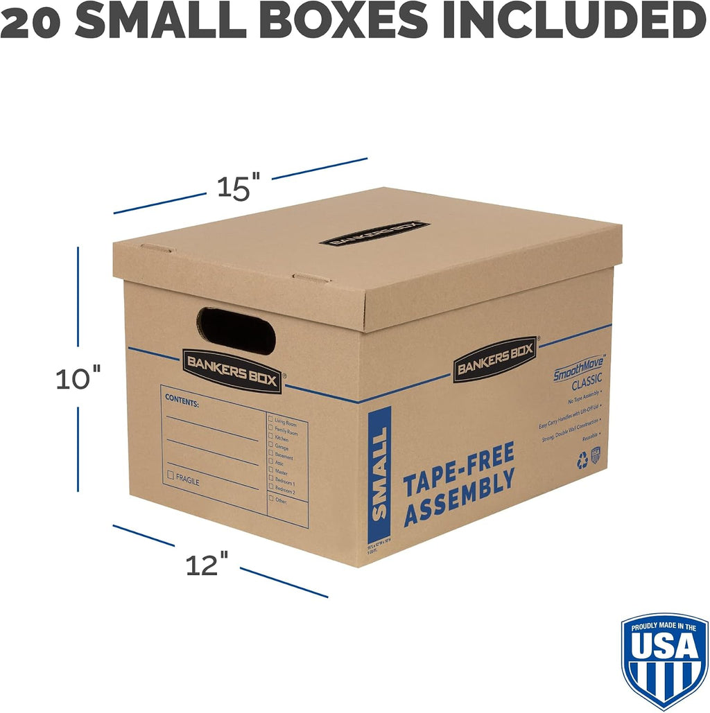 20-Pack Small Classic Moving Boxes with Reinforced Handles