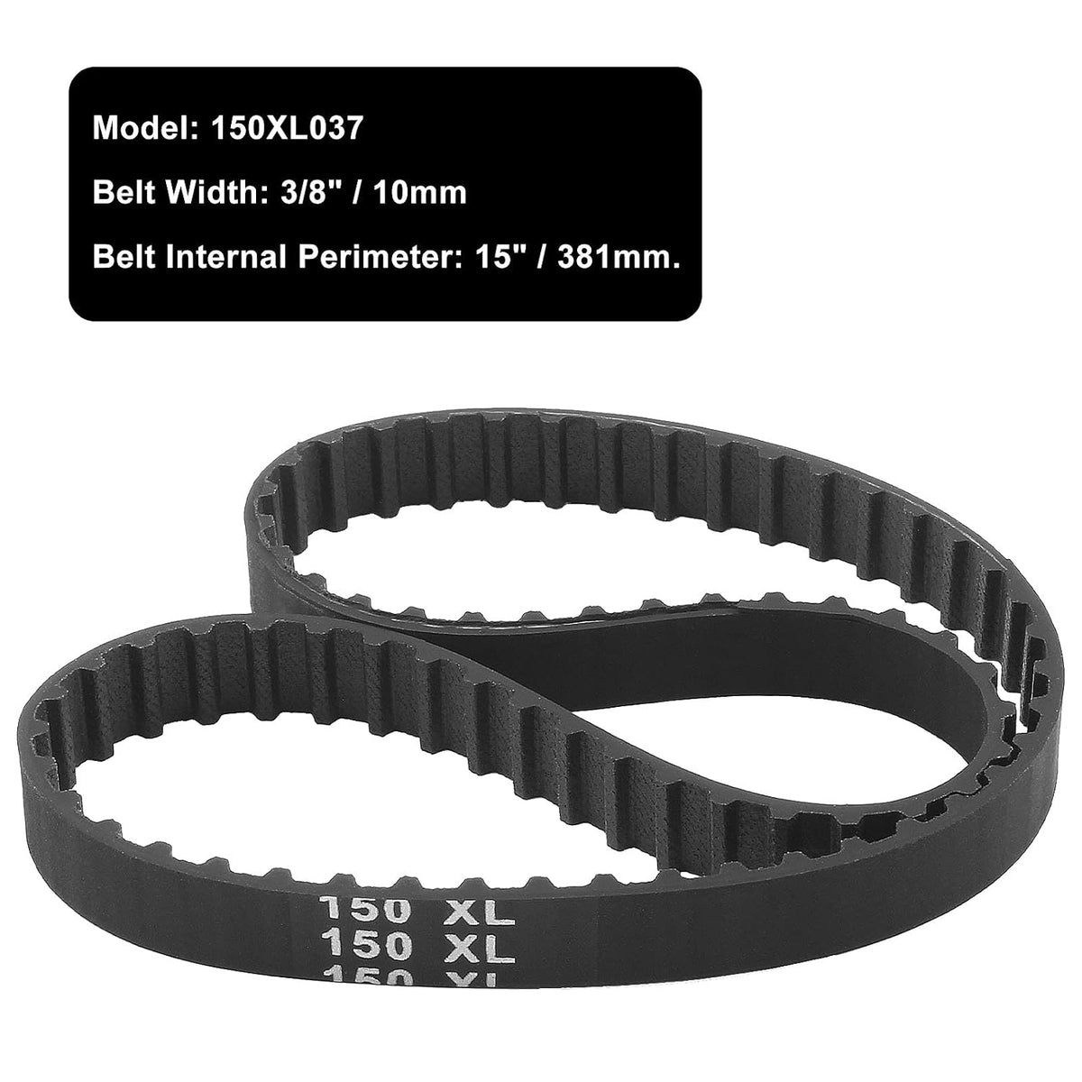 2Pcs 150XL037 Timing Belt, 75T 10mm Cog Drive Belt