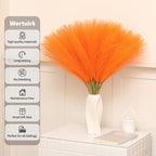 Faux Orange Pampas Grass, 60 pcs 24 Inch Artificial Pampas Decor