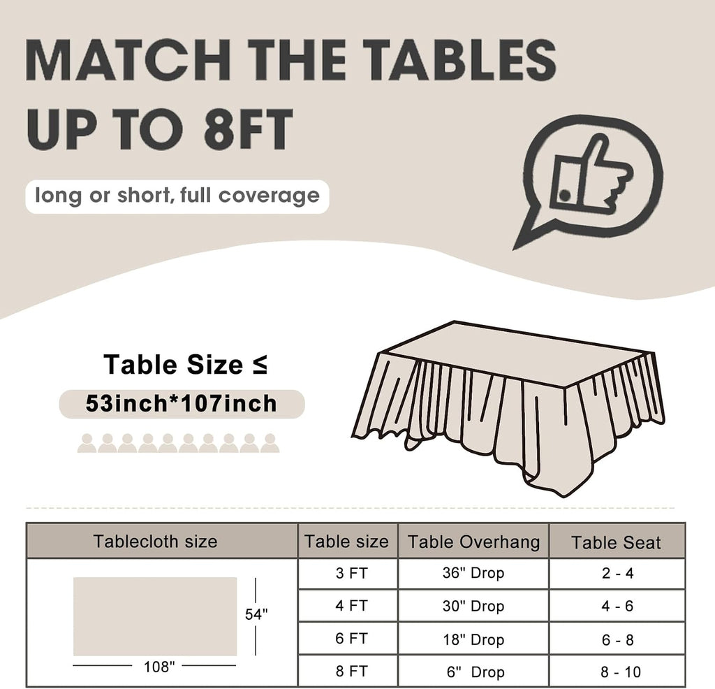 12 Pack Gold Disposable Plastic Tablecloth 54"x108" Table Cover