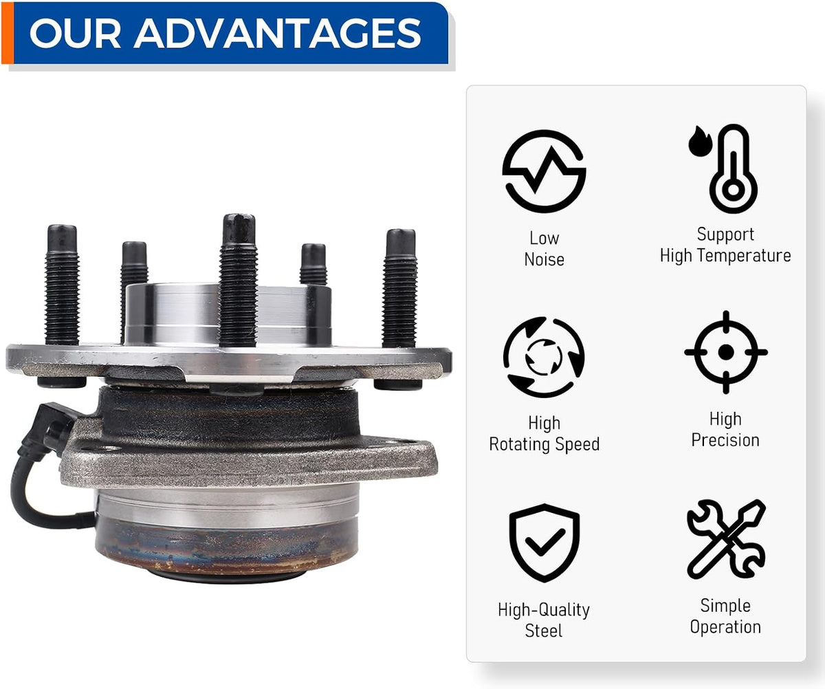 PAROD Pair 513189 Front Wheel Bearing & Hub Assembly Compatible with 2005-2006 Chevy Equinox, 2006 Pontiac Torrent, 2002-2007 Saturn Vue 5 Lugs W/ABS