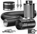 4" Air Filtration Kit: 4 Inch Inline Duct Fan with Speed Controller, 10" High Carbon Filter, 8 Ft Ducting & Rubber