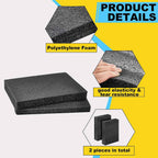 2 Pcs Polyethylene Foam Block, 12" X 6" X 2", Black
