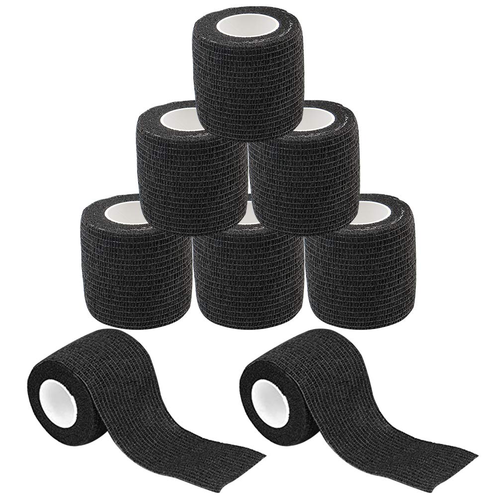 8Pcs Black Tattoo Grip Tape Wrap Elastic Cohesive Bandage Rolls
