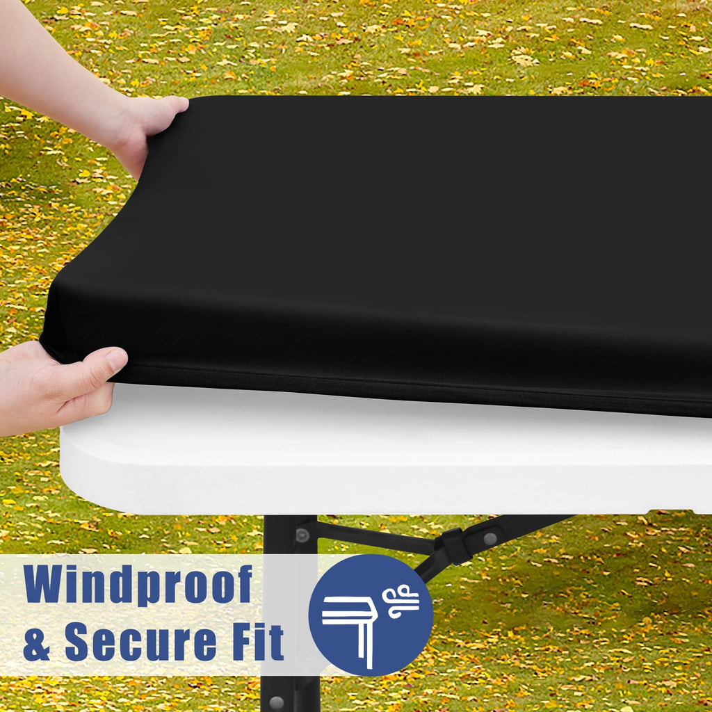 2 Pack Rectangle Spandex Fitted Table Cloth, 8FT Elastic Tablecloth