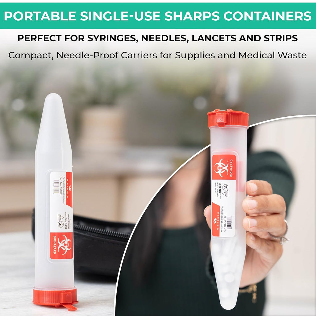 Sharps-Shuttle - Single Use Travel Sharps Container for Needles Syringes - Portable Small Sharp Containers with