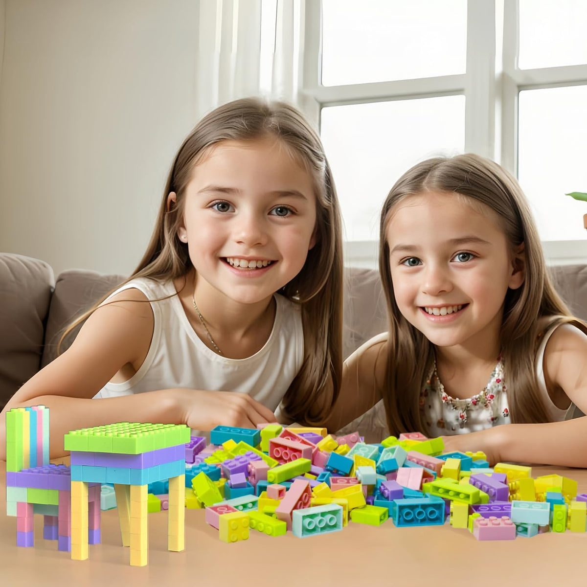 1000 Piece Bulk Building Bricks, Pastel Basic Blocks Set