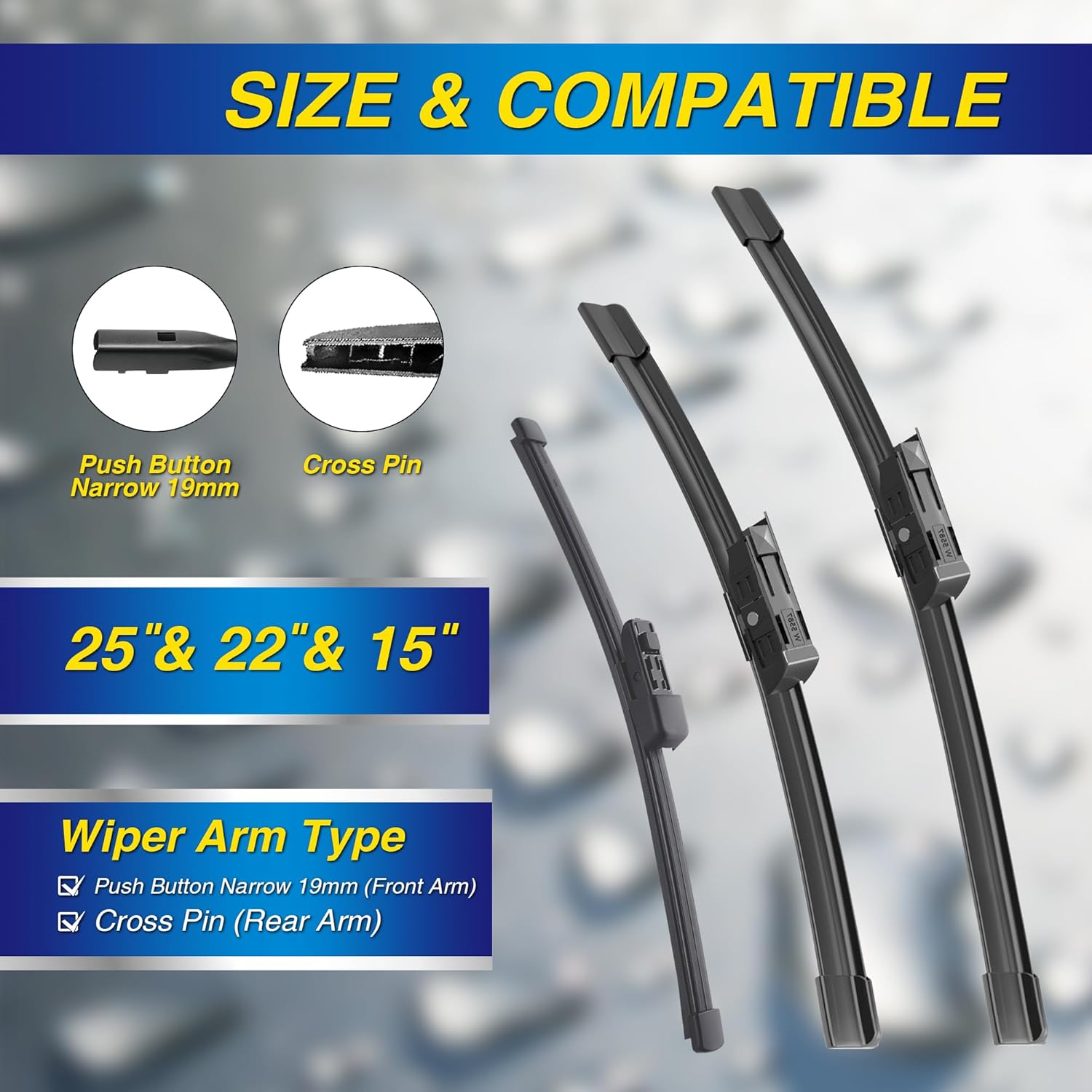 Silicone Windshield Wipers Replacement for 2018-2022 Volkswagen VW Tiguan Wiper Blades(Set of 3),Automotive