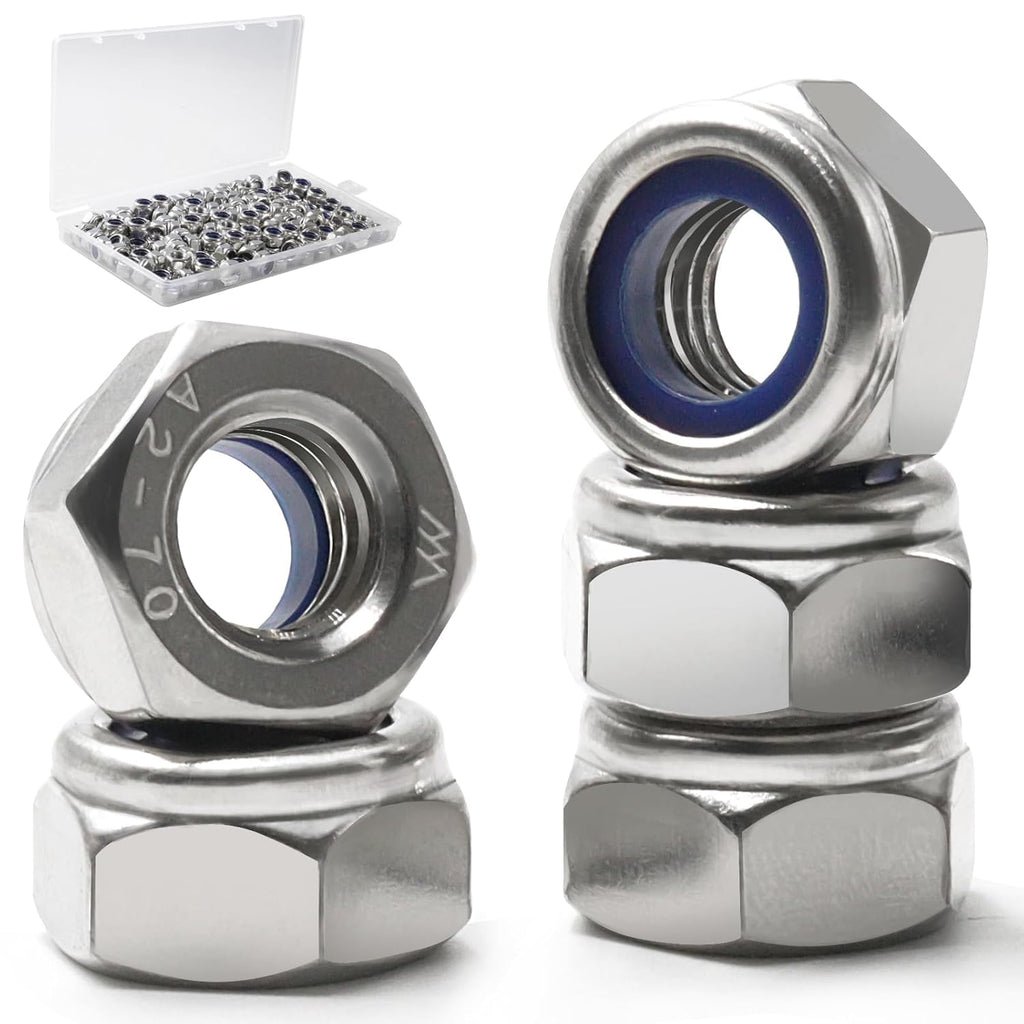 M6-1.0 Lock Nut, 150Pcs Stainless Steel Nylock Insert Locking Nuts