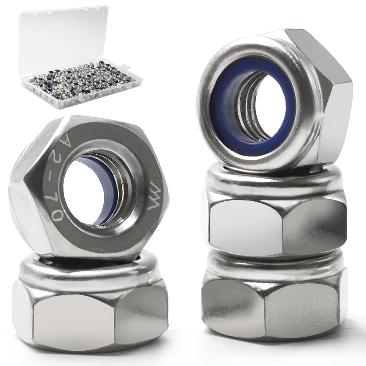 M6-1.0 Lock Nut, 150Pcs Stainless Steel Nylock Insert Locking Nuts