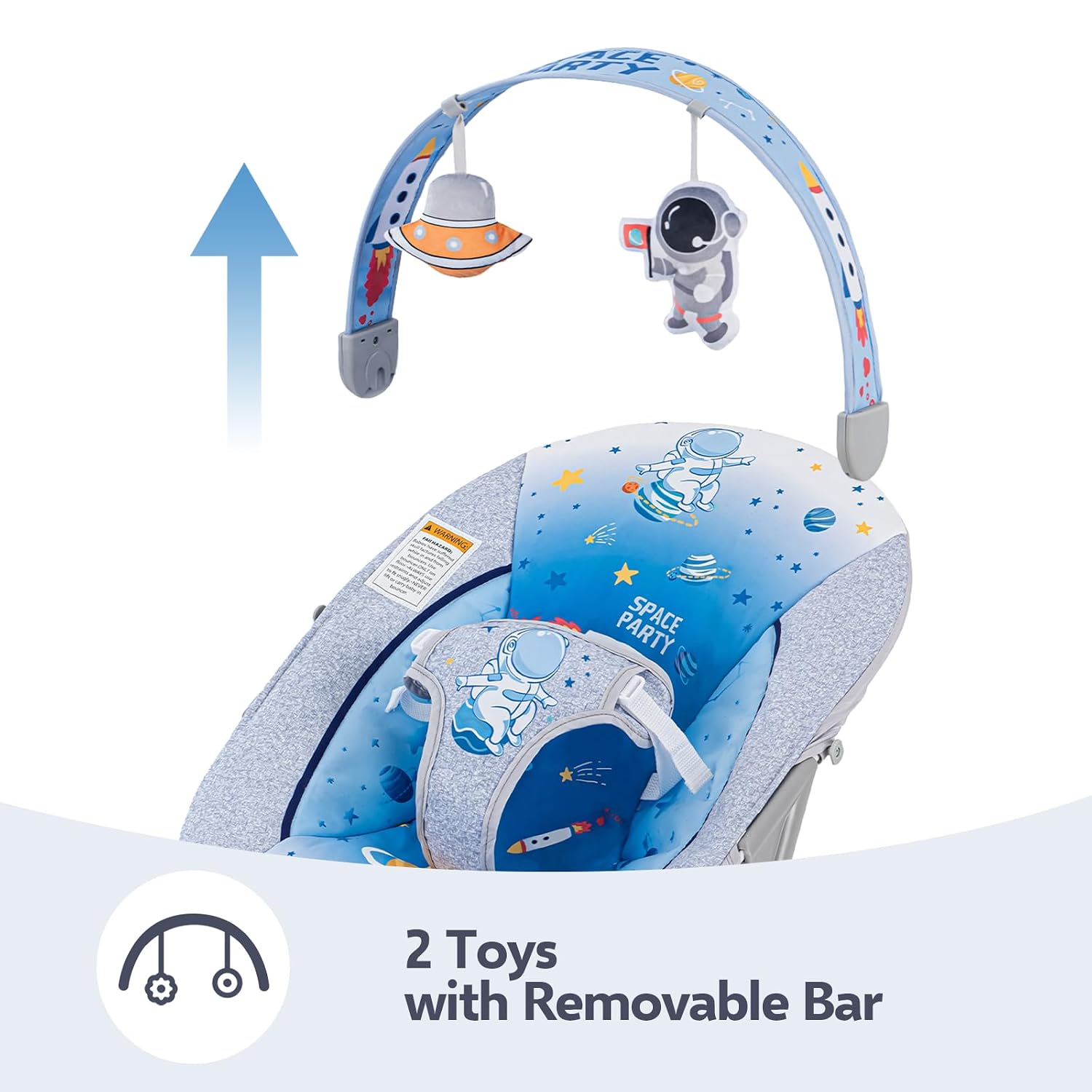 Baby Bouncer Seat & Rocker with Music for Infant 0-6 Months, Blue | 6 Melodies, Fun Vibration, 3-Point Harness
