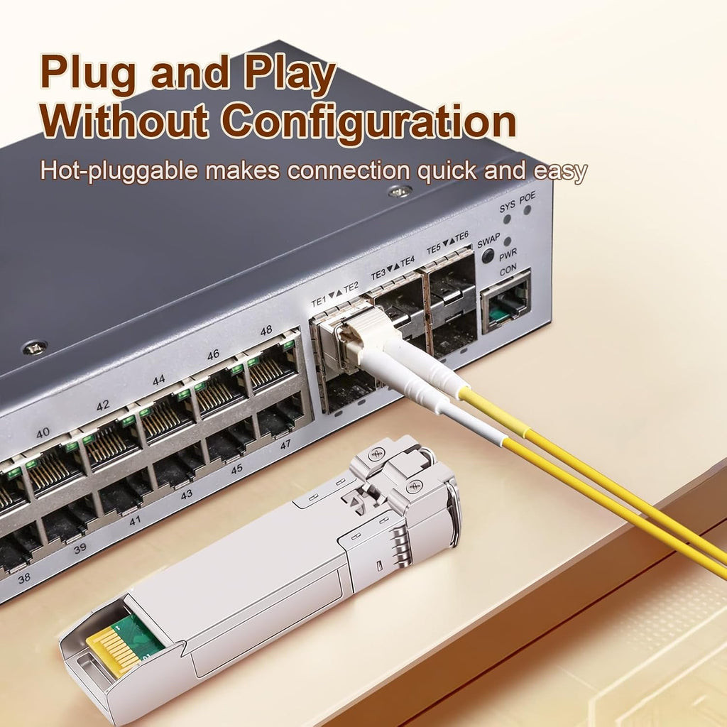 10Pack 10GBase-LR SFP+ Transceiver, 10G Dual LC Single Mode Module