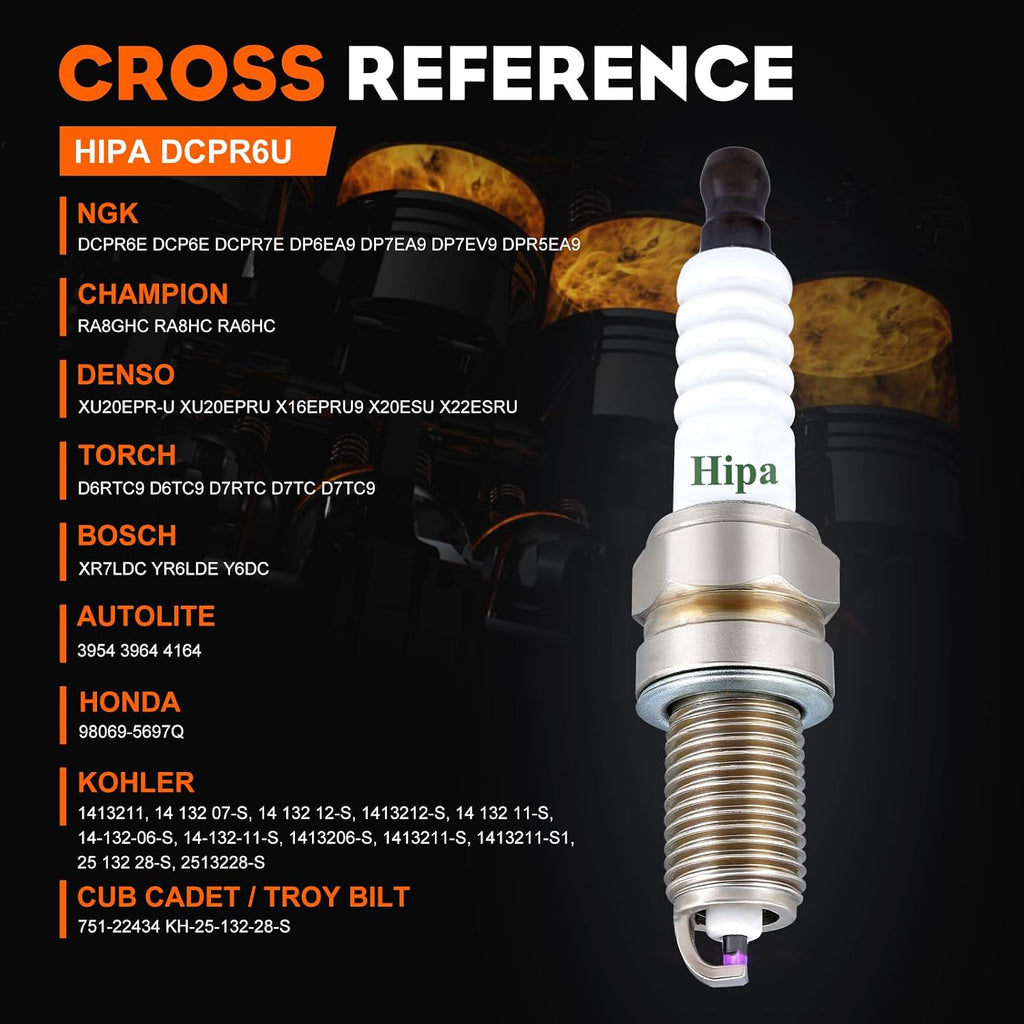 Hipa DCPR6E Spark Plug for Kohler 14132 11-S
