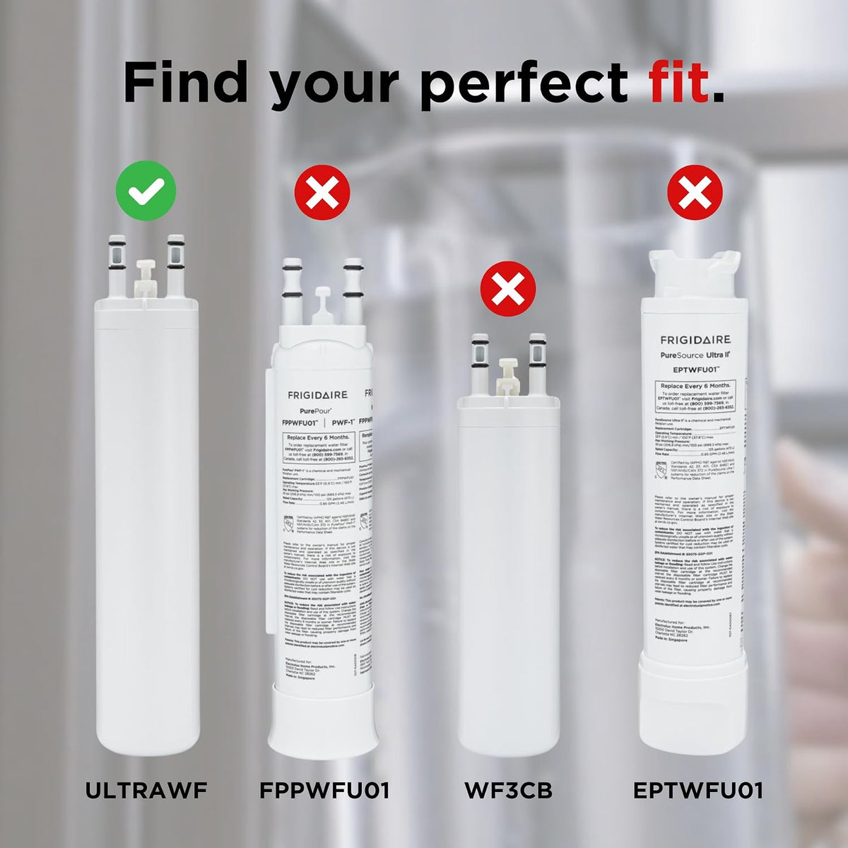 Frigidaire ULTRAWF Refrigerator Water Filter Replacement, White, 1 Count