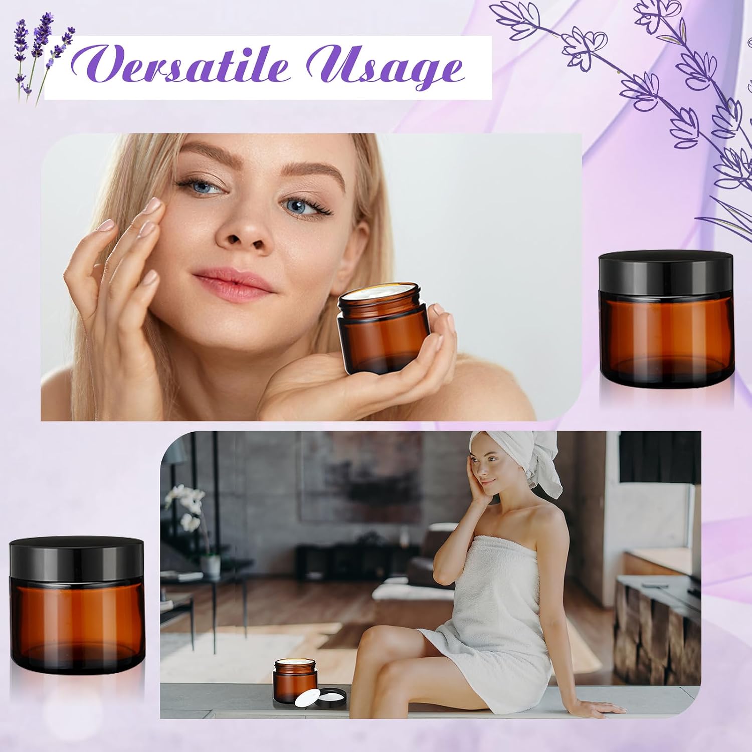 2 oz Glass Jars with Lids, Clear Candle Jars with Black Lids Round Empty Candles Container Tins for Candle Making