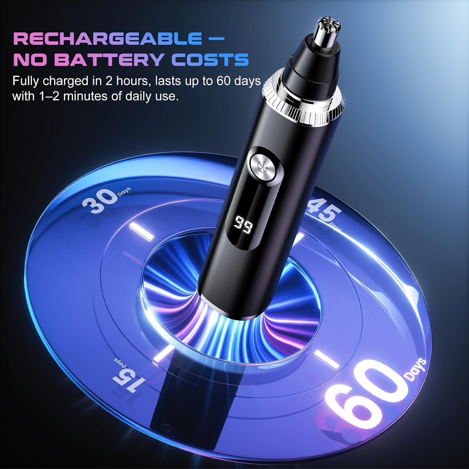 Nose Hair Trimmer for Men and Women, USB Rechargeable Electric Facial and Ear Hair Remover with LED Display