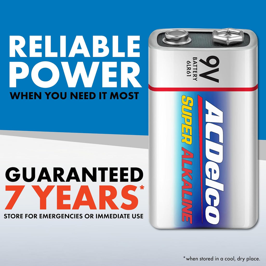 ACDelco 24-Count 9V Batteries, Maximum Power Super Alkaline Battery for Home and Office, 7-Year Shelf Life
