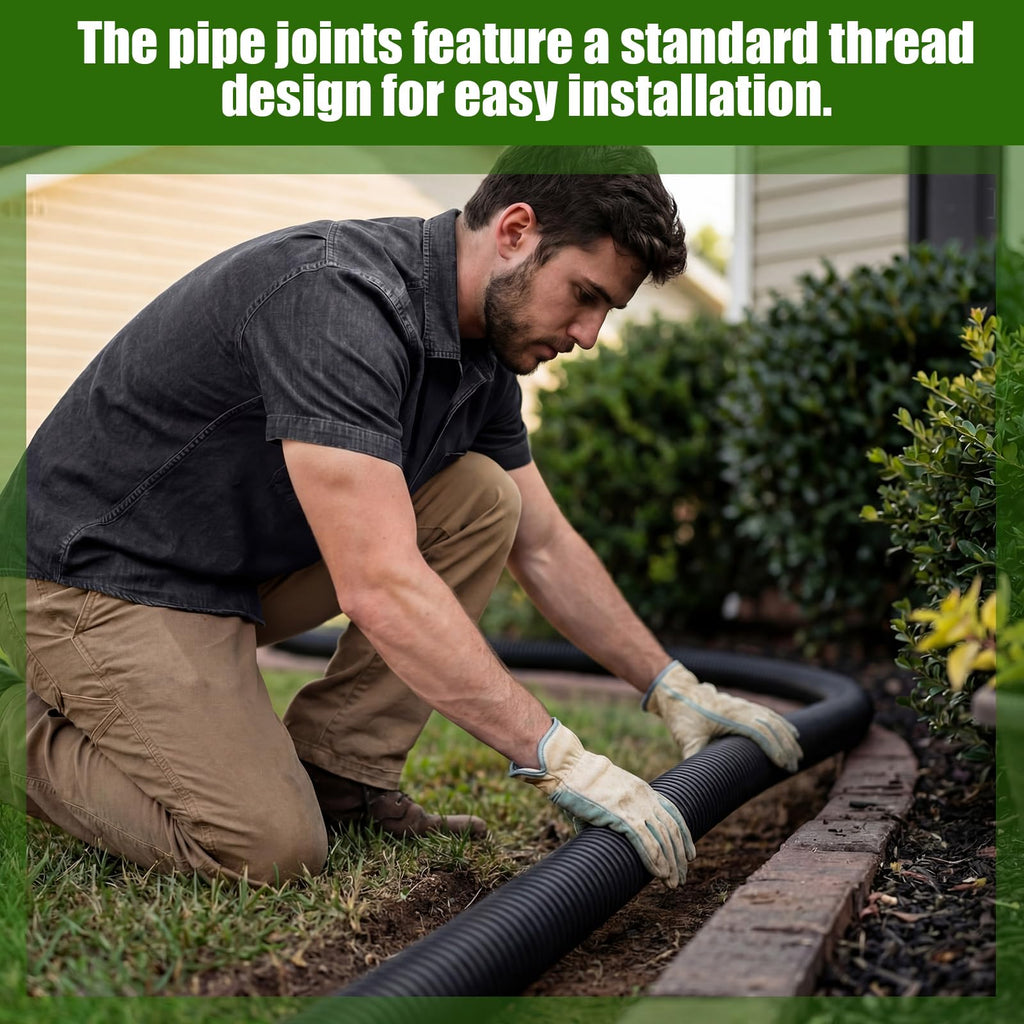 4 in OD x 25 ft Flexible Drain Pipe Expandable Landscaping