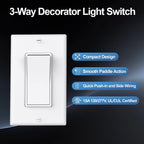ThunderWay 10 Pack 3-Way Decorator Light Switch with Wallplate, White