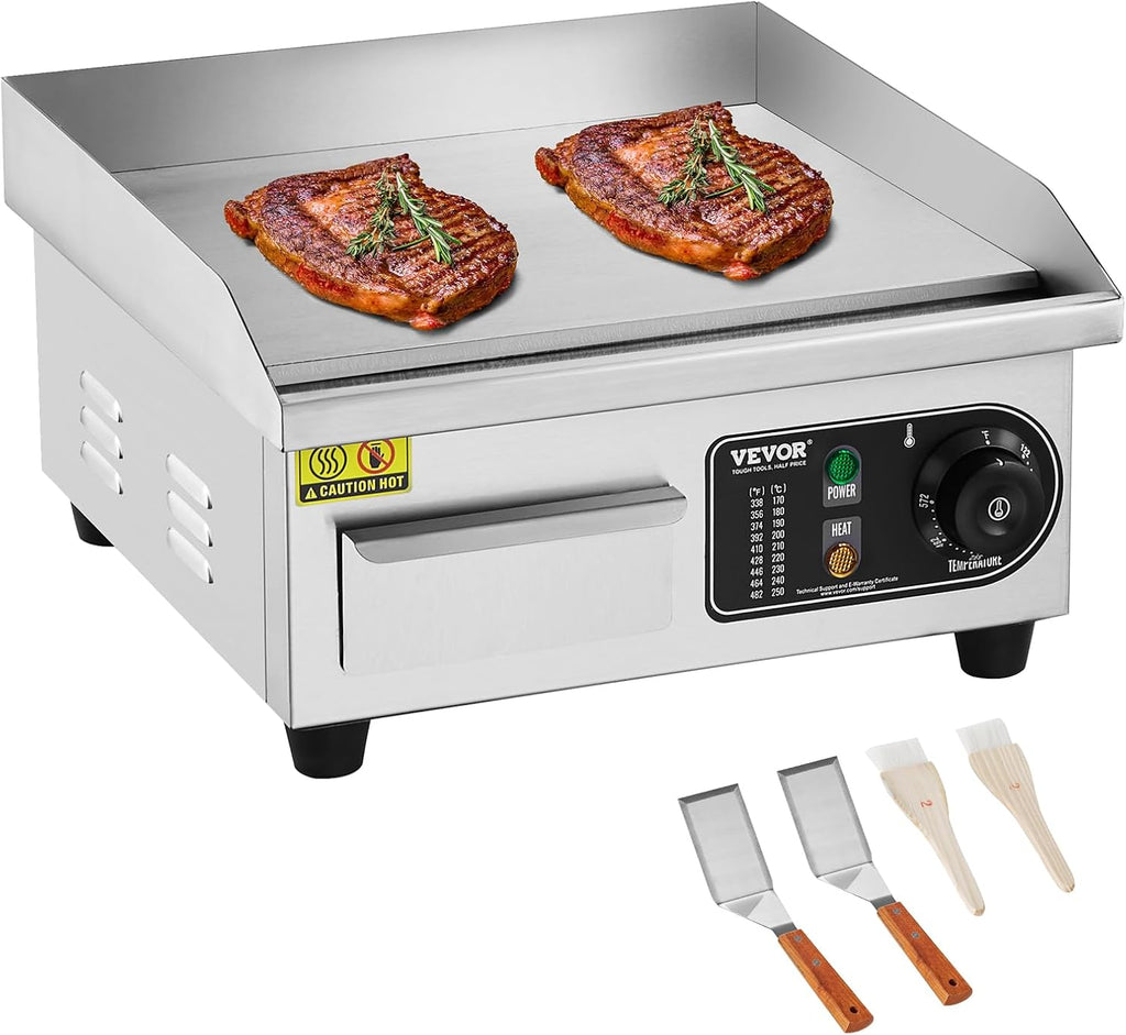 Commercial Electric Griddle, 14", Countertop Flat Top Griddle