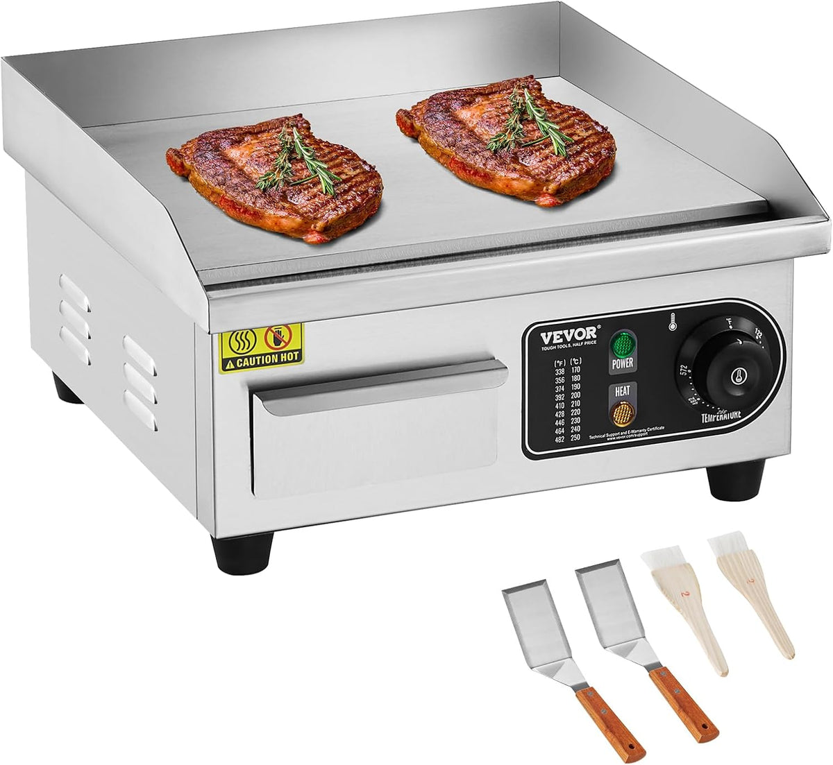 Commercial Electric Griddle, 14", Countertop Flat Top Griddle
