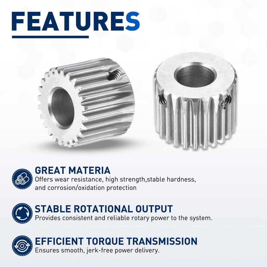 DTGN Spur Gear 1Mod 24 Teeth 13mm Thickness 12mm Bore 2Pcs
