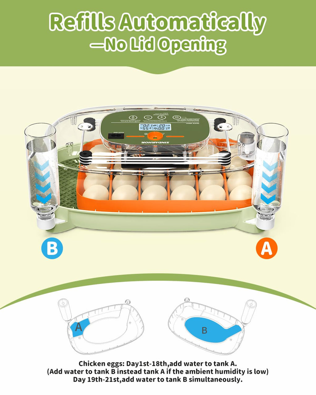 24 Egg Incubator with Automatic Turner Poultry Hatcher