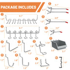 Pegboard Hooks Set, Peg Board Organizer Accessories with Bins