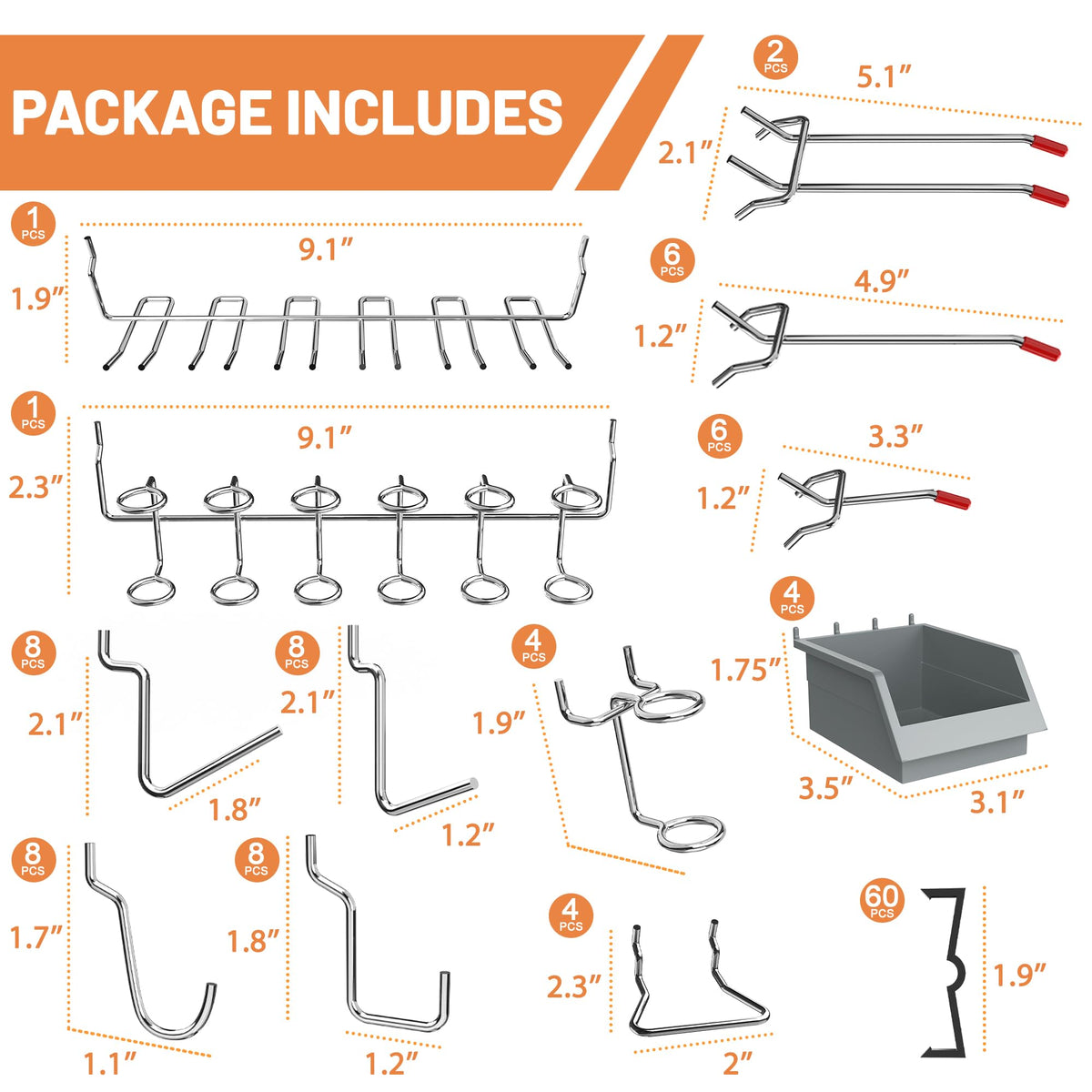 Pegboard Hooks Set, Peg Board Organizer Accessories with Bins