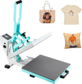 Heat Press Machine 15x15 in Slide Out Heat Transfer Machine Green | DIY Projects for Shirts Hoodies Pants Pillows