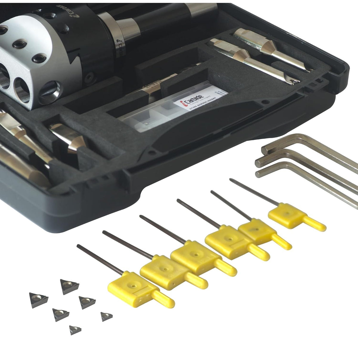 R8 Boring Head 2Inch and 1/2 Shank Boring Bar 6pcs Set (Inserts Included) 1/2" - 4"