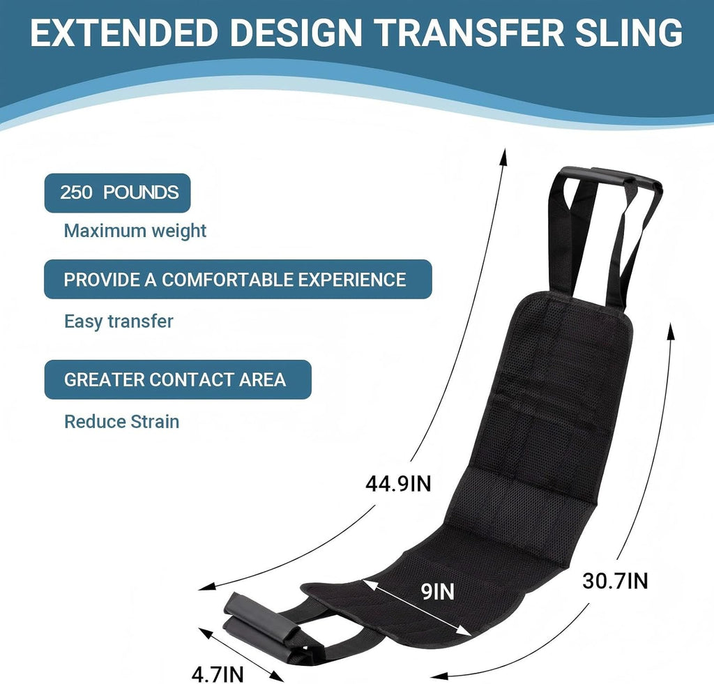 Standard Transfer Sling - Gait Belt for Seniors & Disabled, Patient Lifting Aid for Elderly Mobility, Safe Bed &
