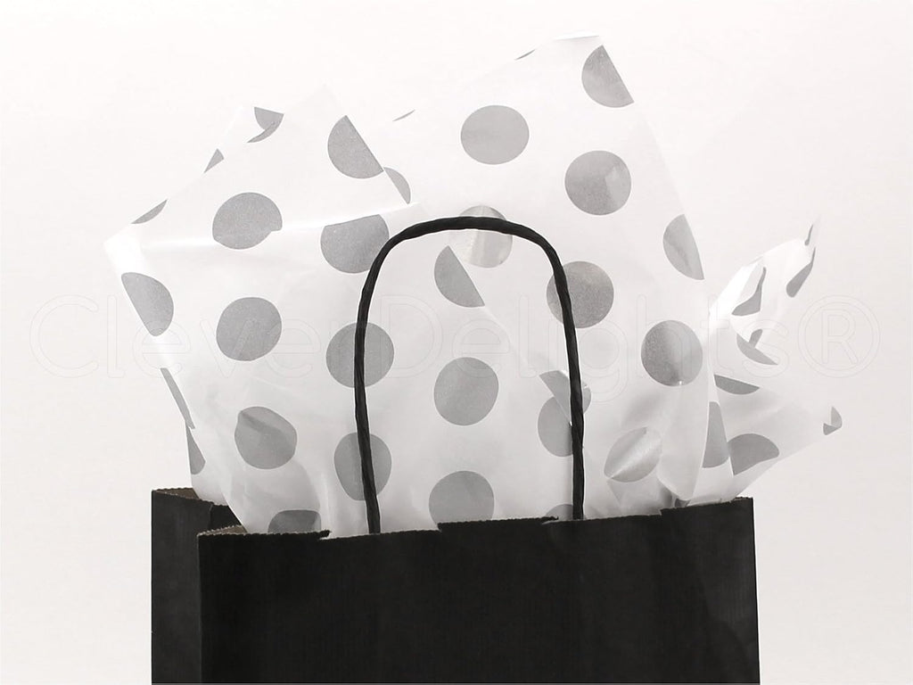 Metallic Silver Polka Dot Premium Tissue Paper - 100 Sheets