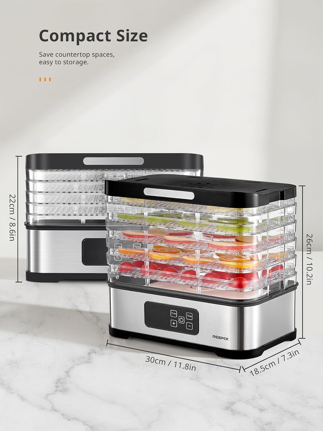 5-Tier Compact Food Dehydrator with BPA-Free Trays